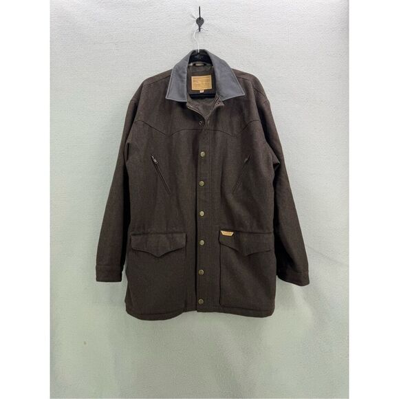 Powder River Outfitters Mens Brown Panhandle Slim Wool Barn Coat Jacket Size Lar - Picture 1 of 13